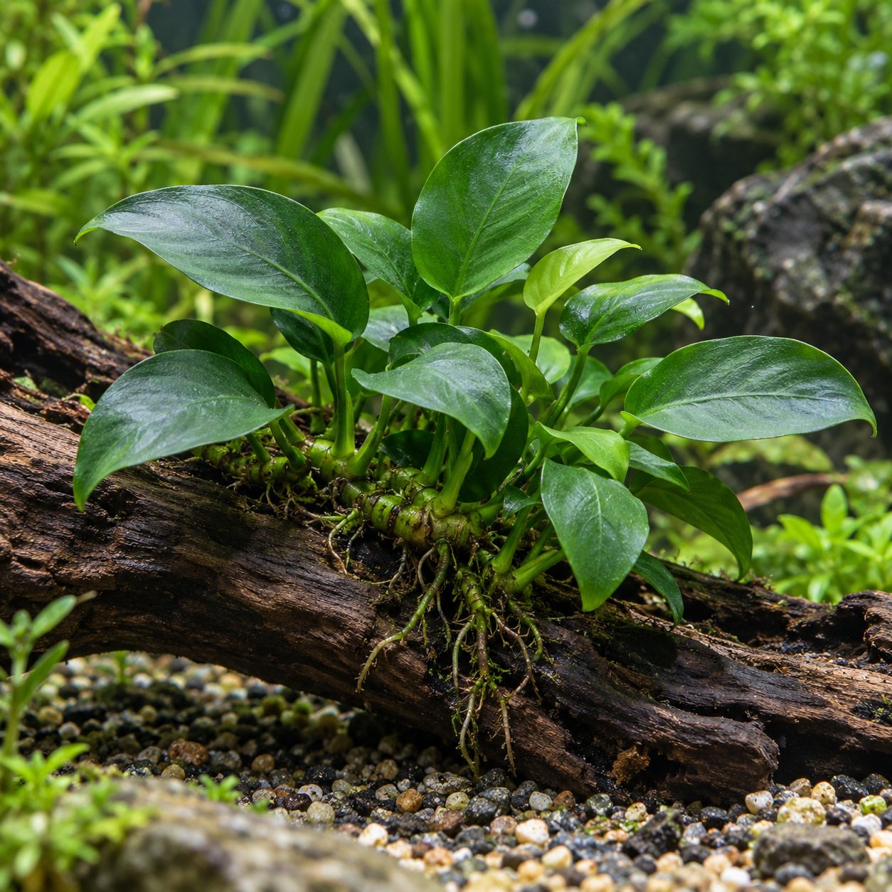 Anubias barteri var. nana – Zwergspeerblatt – Bild 2