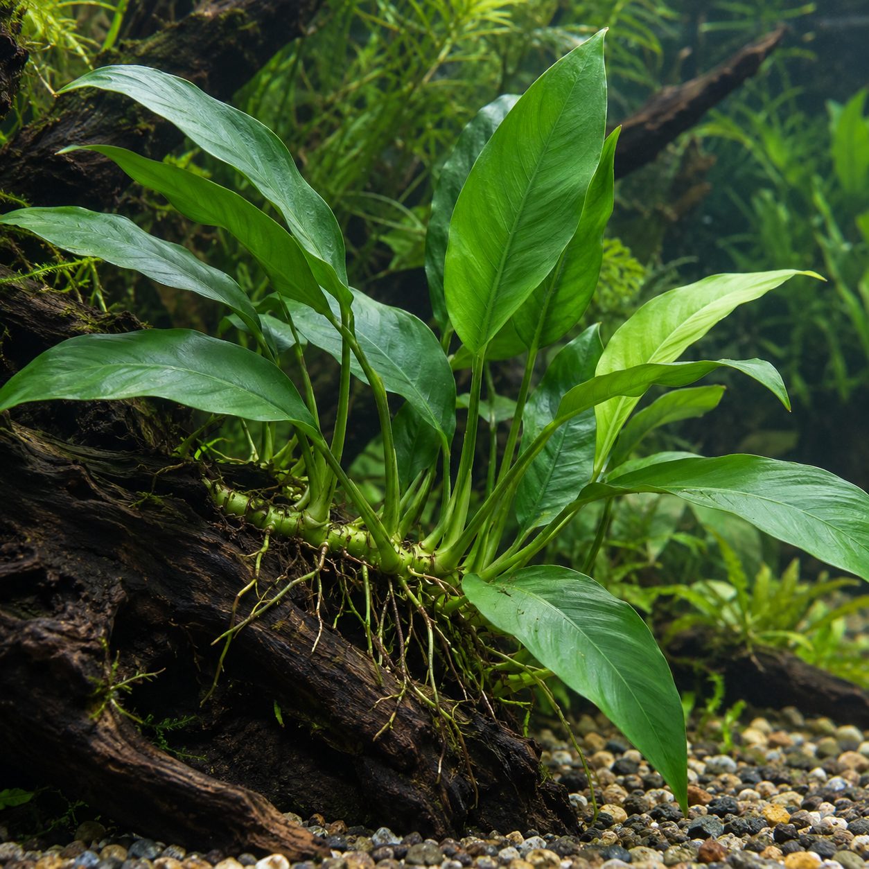 Anubias barteri var. glabra – Kahles Speerblatt – Bild 2