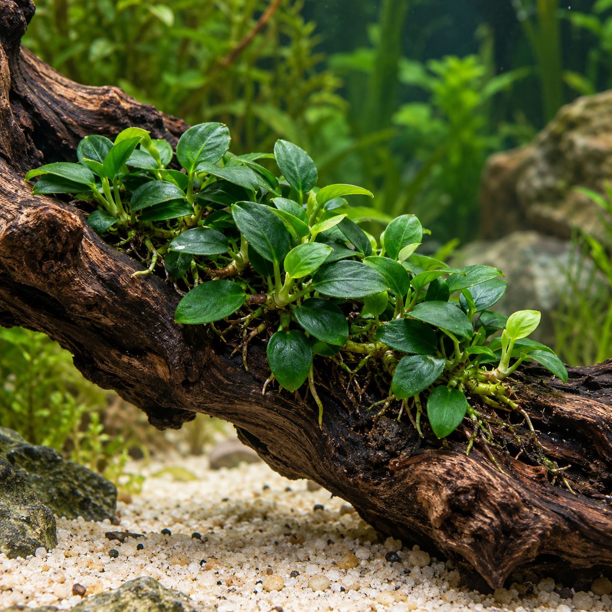 Anubias barteri var. nana 'Bonsai' – Bonsai-Zwergspeerblatt – Bild 2